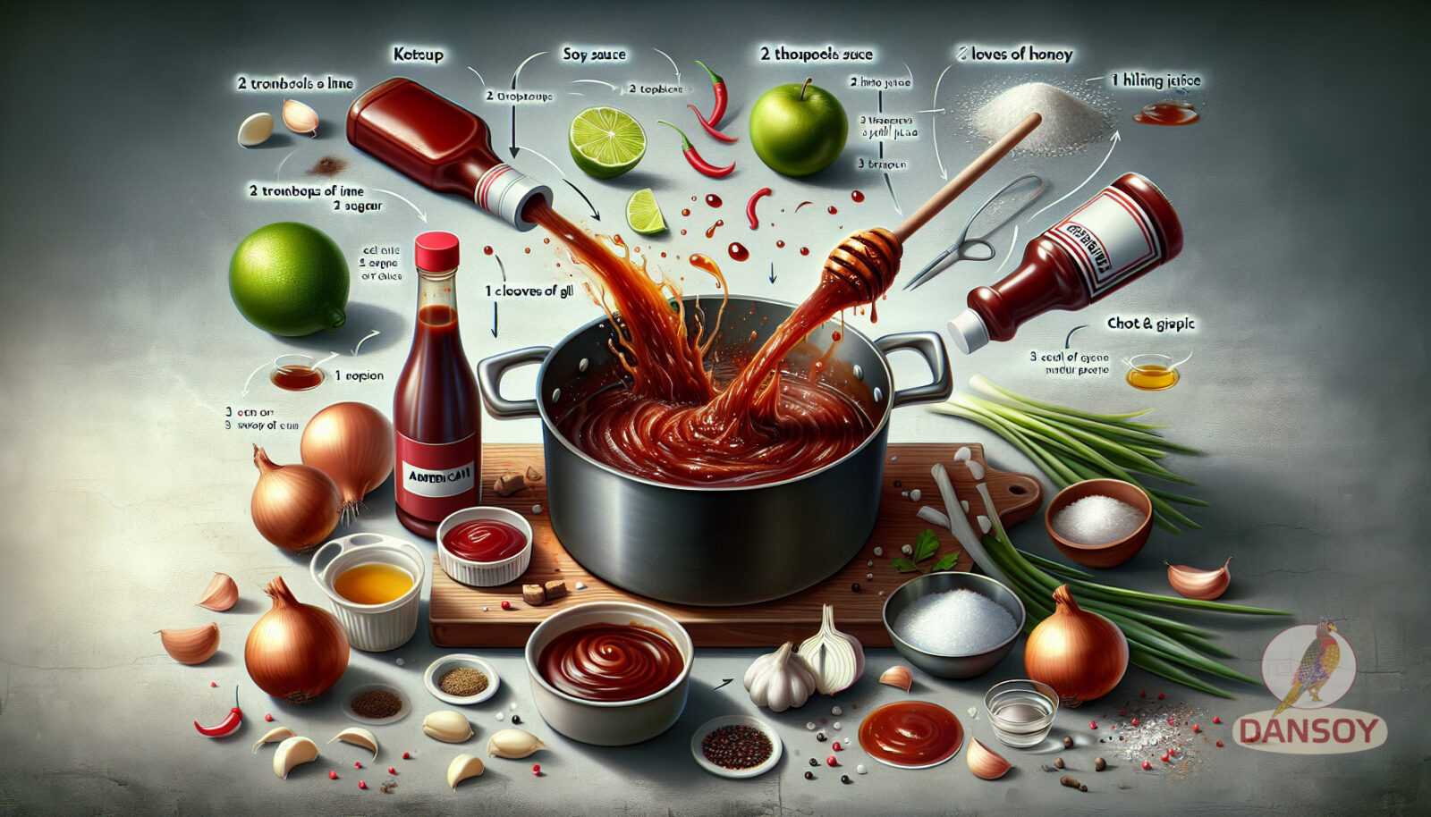 Ilustrație pentru secțiune: suc de lămâie - 2 linguri Miere - 2 linguri Ceapă - 1 - sos bbq