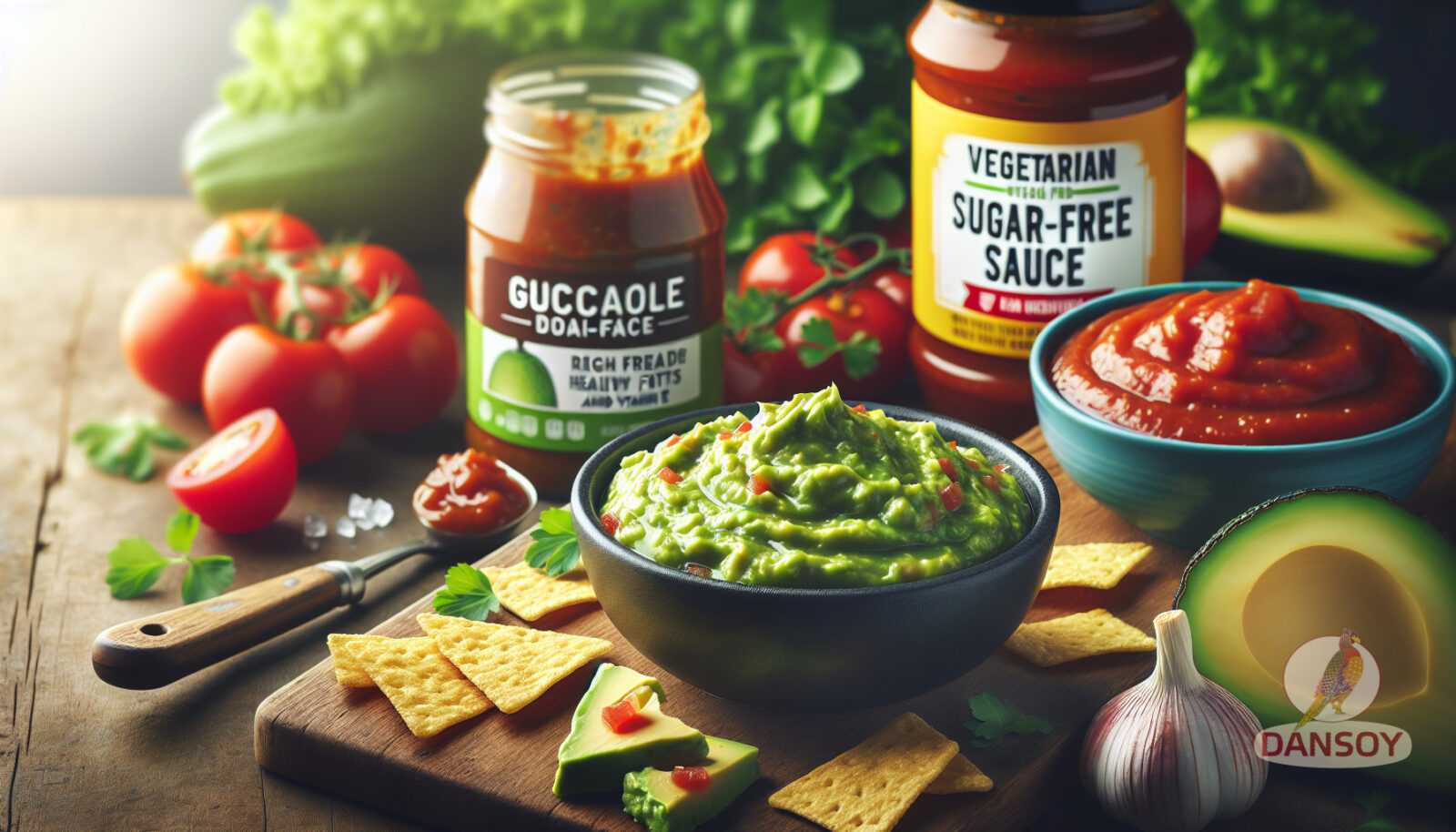 Illustration pour la section : La sauce guacamole prête à l'emploi peut être servie avec des trempettes ou des sauces sans sucre