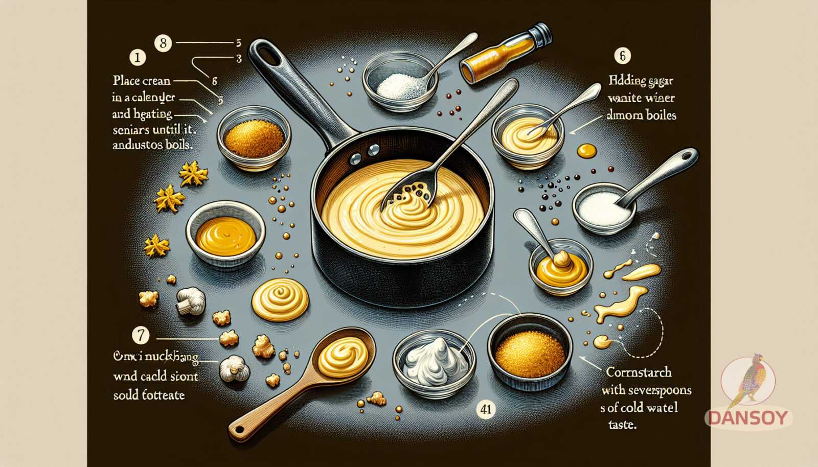 Illustration de la section : Mettez la crème dans une casserole et faites-la chauffer à feu moyen - Recettes de sauce moutarde