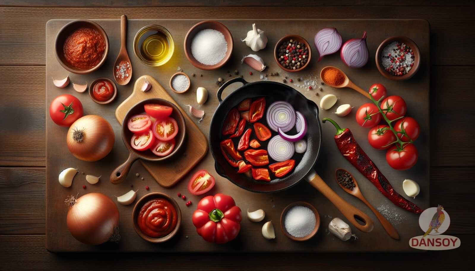 Illustration pour la section : 2 gousses d'ail 2 cuillères à soupe de concentré de tomate, pe - Sauces ukrainiennes